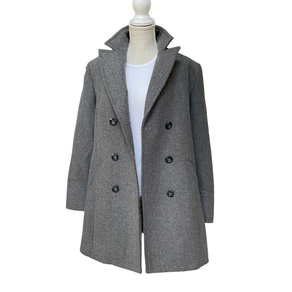 Express Gray Wool Blend‎ Double Breasted Peacoat Winter Coat Size: 13/14 - Picture 6 of 12